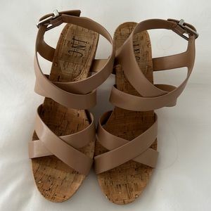 INC Wedge sandals, beige, size 10, good condition.